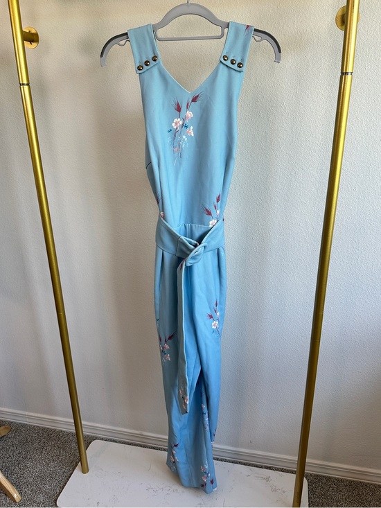Elliatt Pants - Elliatt Light Blue Floral Jumpsuit with Pink Floral Accents